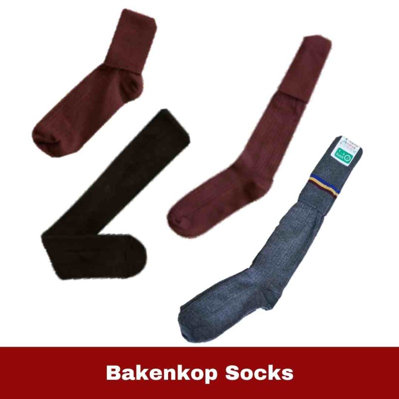 Grys knie sokkies met Bakenkop strepies
