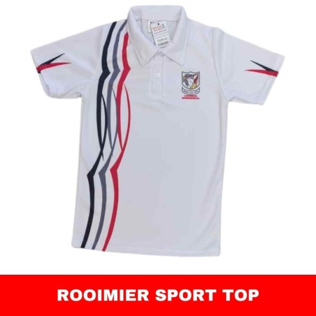 Laerskool Rooihuiskraal sport hemp vir seuns hokkie, krieket, tennis, gold en perdy