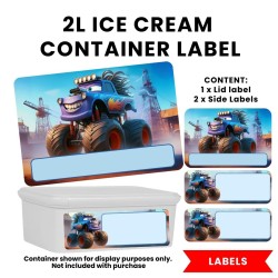 Monster Truck Ice Cream Container 2 Liter Labels