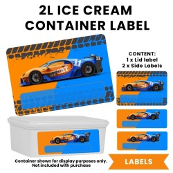 Racing Ice Cream Container 2 Liter Labels