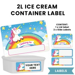 Unicorn Rainbow Ice Cream Container 2 Liter Labels