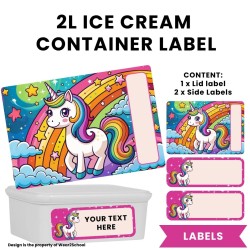 Unicorn Rainbow Ice Cream Container 2 Liter Labels