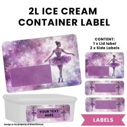 Ballerina Theme Ice Cream Container 2 Liter Labels