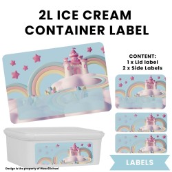 Rainbow theme Ice Cream Container 2 Liter Labels