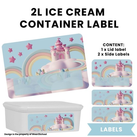 Rainbow theme Ice Cream Container 2 Liter Labels