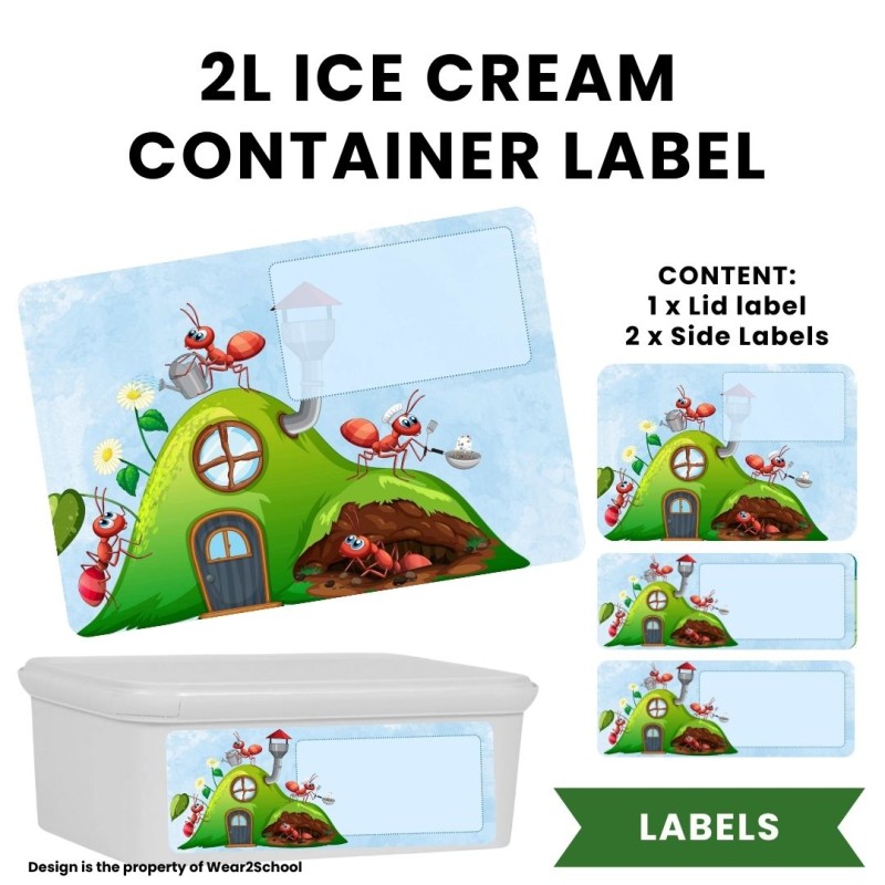 Rainbow theme Ice Cream Container 2 Liter Labels