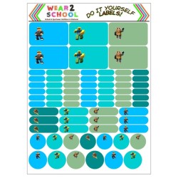 School stationery marking labels available in various themes