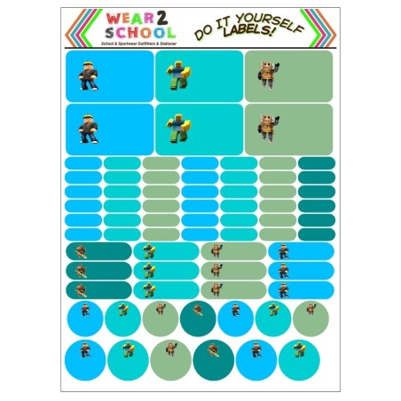 School stationery marking labels available in various themes