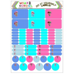 School stationery marking labels available in various themes