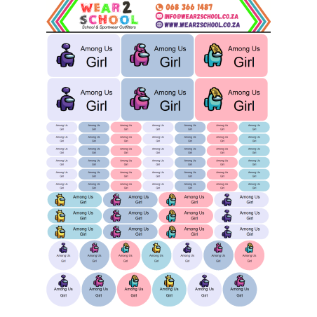 School stationery marking labels and bag tags available in various themes