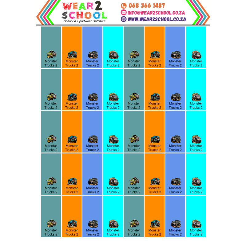 School stationery marking labels available in various themes