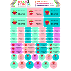 School stationery marking labels available in various themes