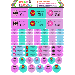 School stationery marking labels available in various themes