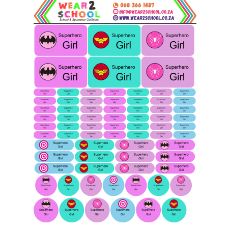 School stationery marking labels available in various themes