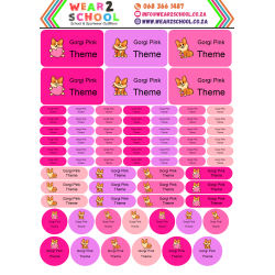 School stationery marking labels available in various themes
