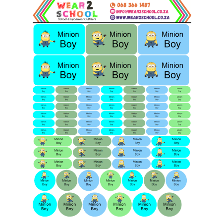 School stationery marking labels available in various themes