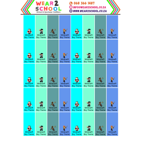 School stationery marking labels available in various themes