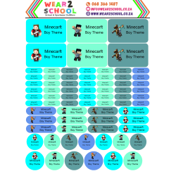 School stationery marking labels available in various themes