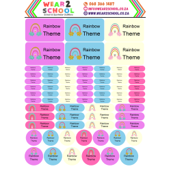 School stationery marking labels available in various themes