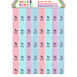 School stationery marking labels available in various themes