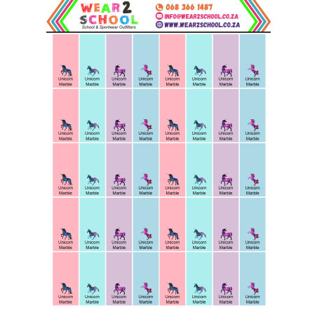 School stationery marking labels available in various themes