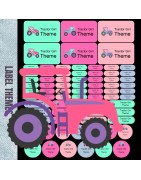 Tractors theme stationery marking labels