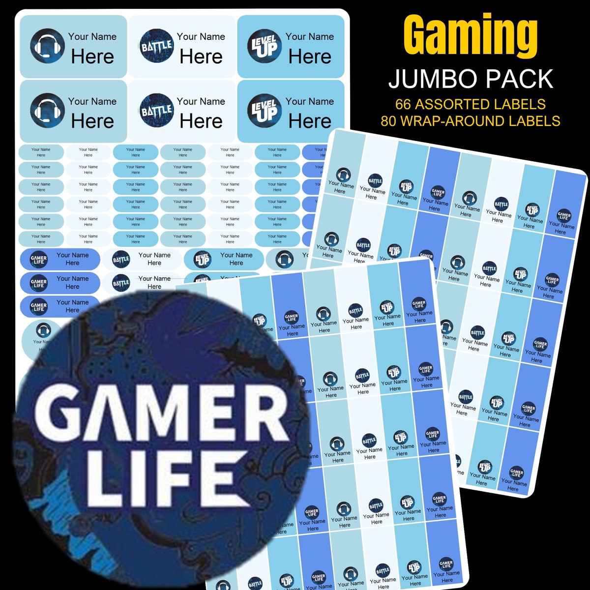 Gaming Level Up Stationery Labels