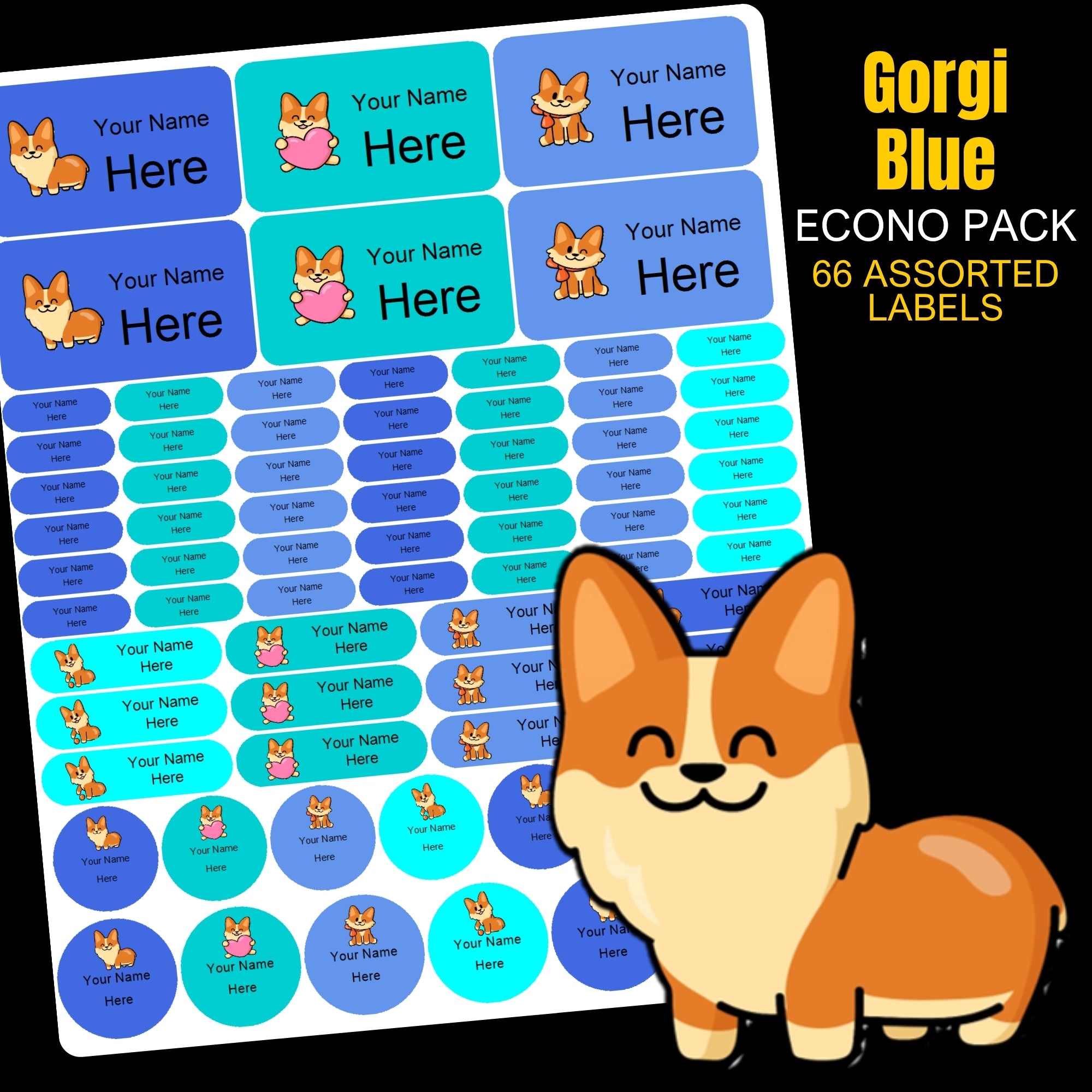 Gorgi Blue Stationery Labels