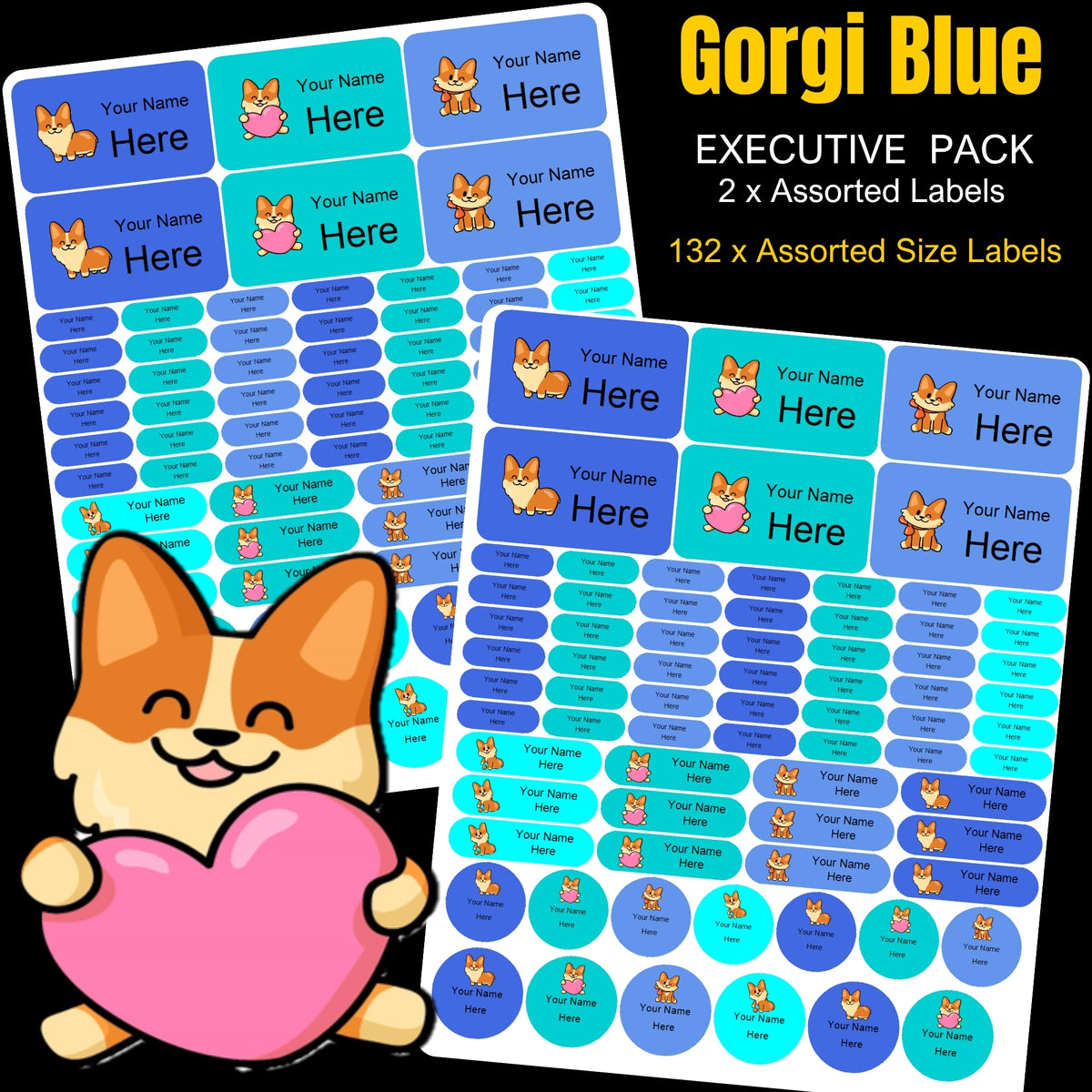 Gorgi Blue Stationery Labels