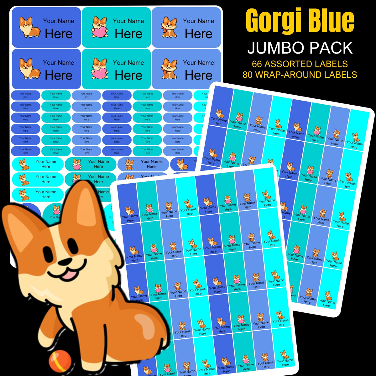 Gorgi Blue Stationery Labels
