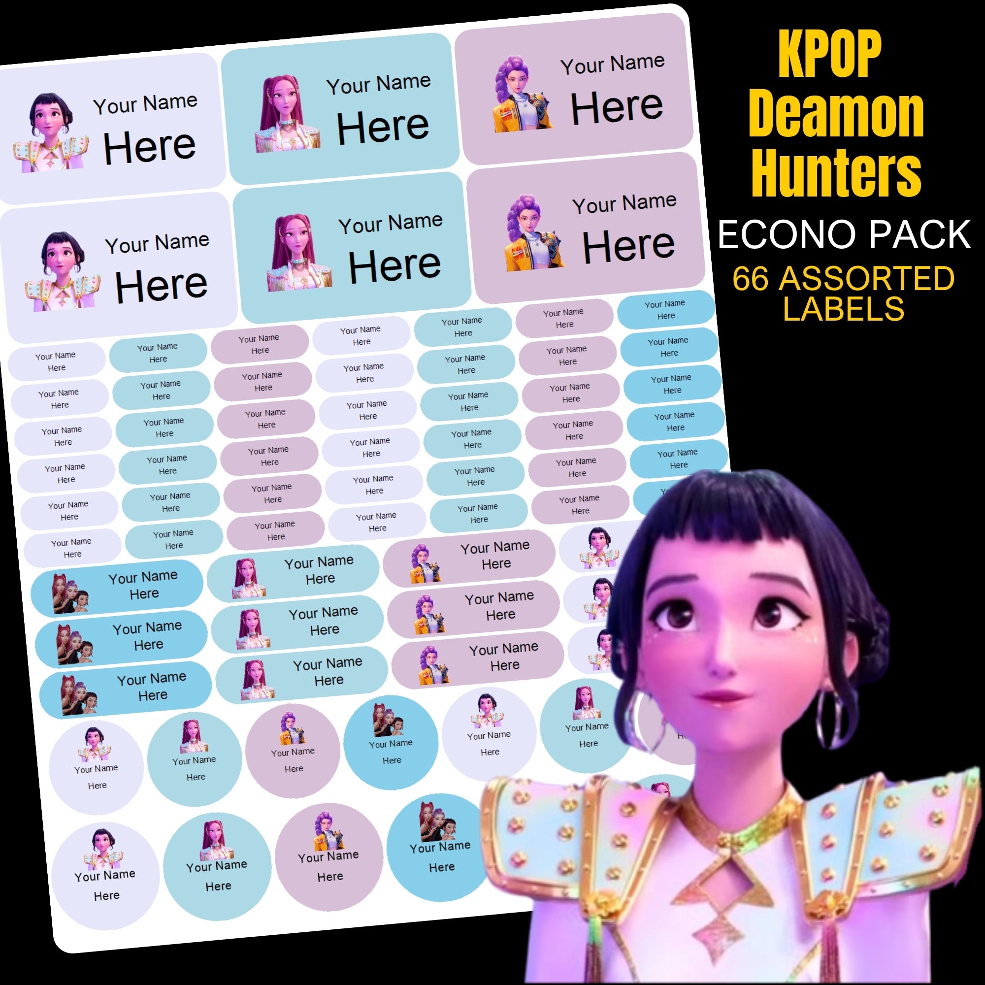 Kpop Deamon Hunters Stationery Labels