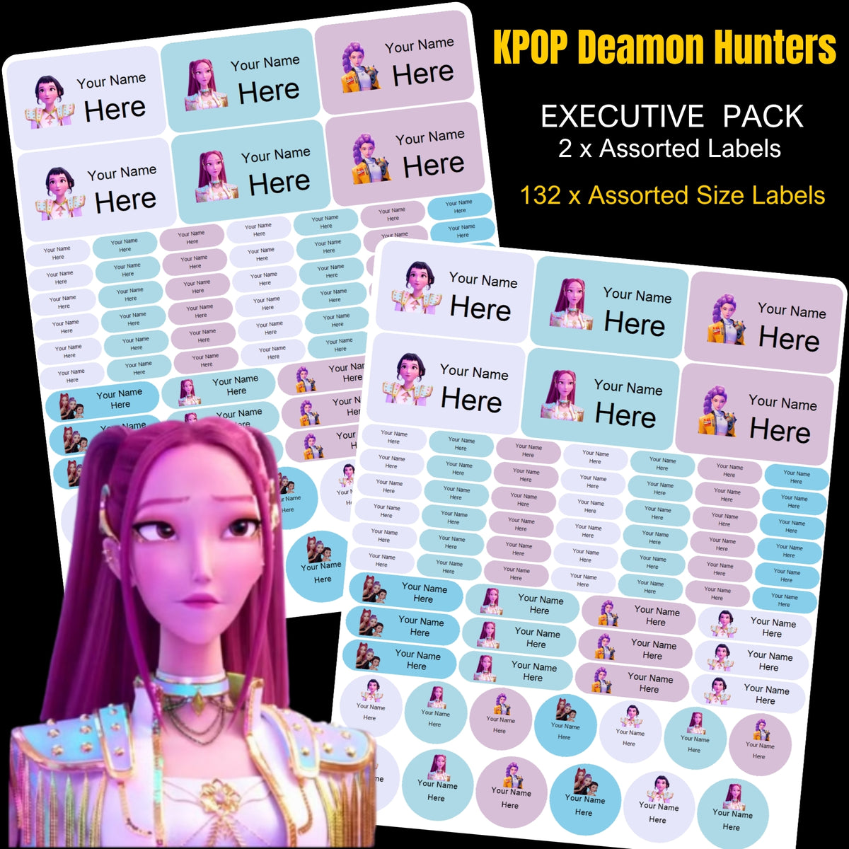 Kpop Deamon Hunters Stationery Labels
