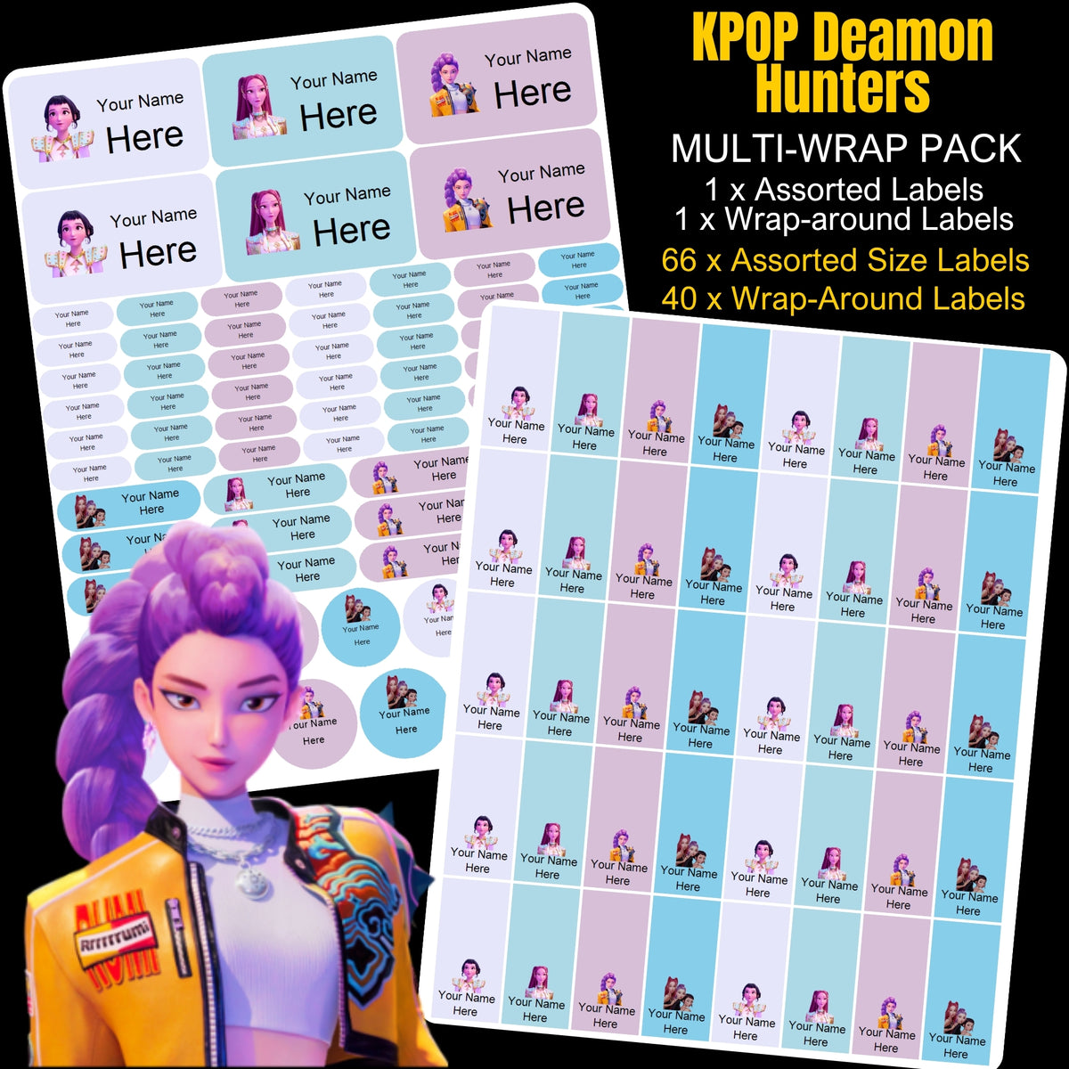 Kpop Deamon Hunters Stationery Labels