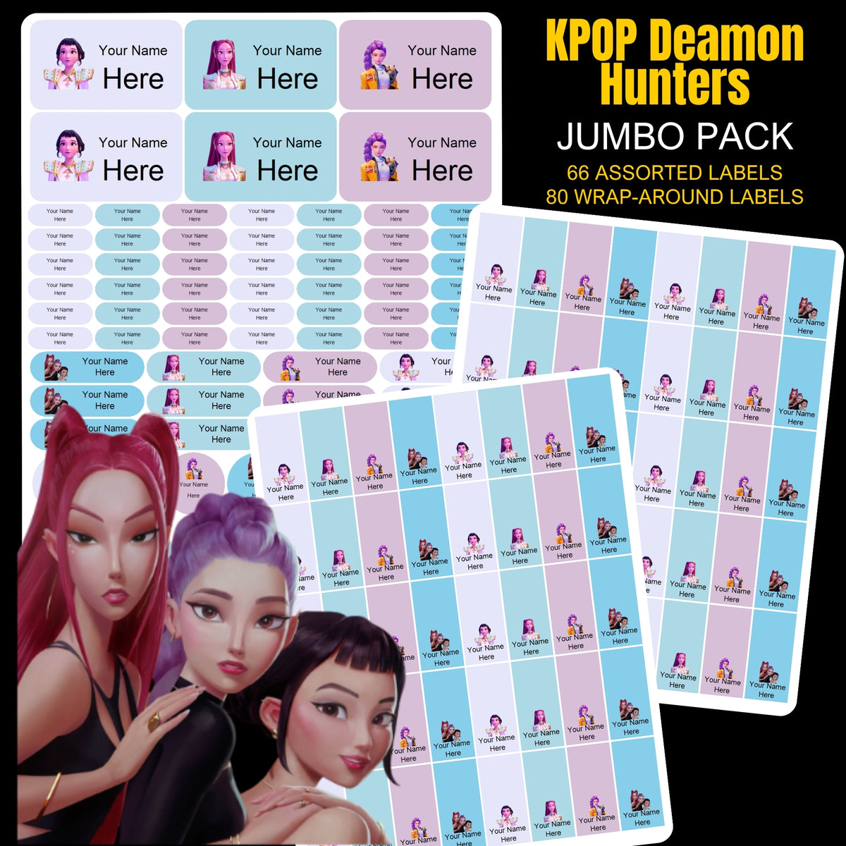 Kpop Deamon Hunters Stationery Labels