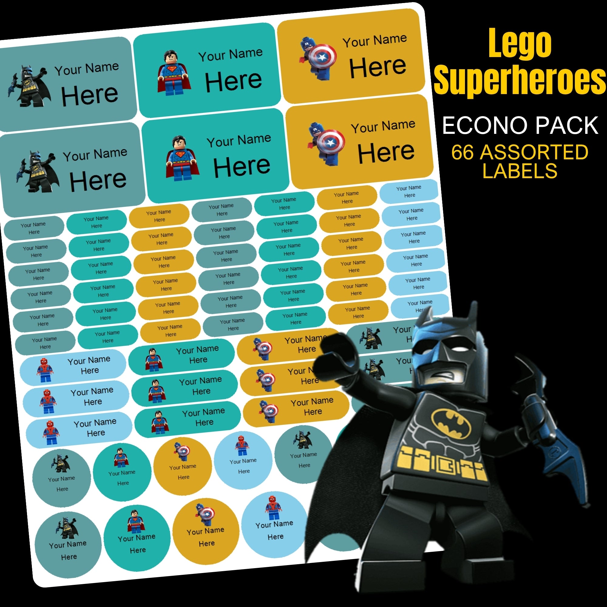 Lego Heroes Stationery Labels