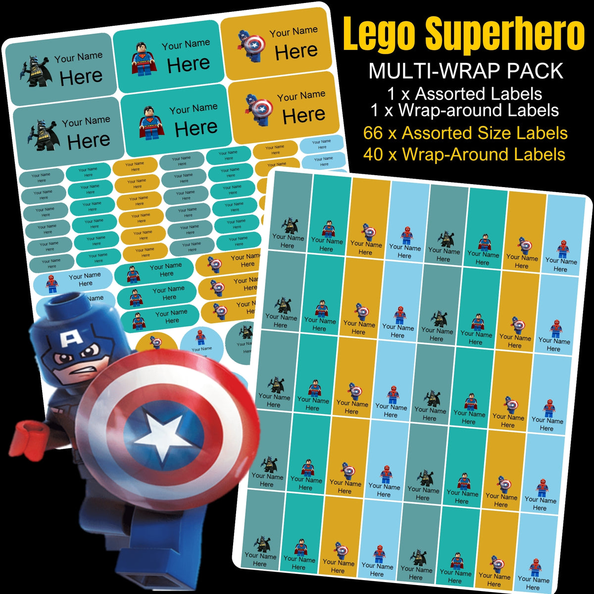 Lego Heroes Stationery Labels