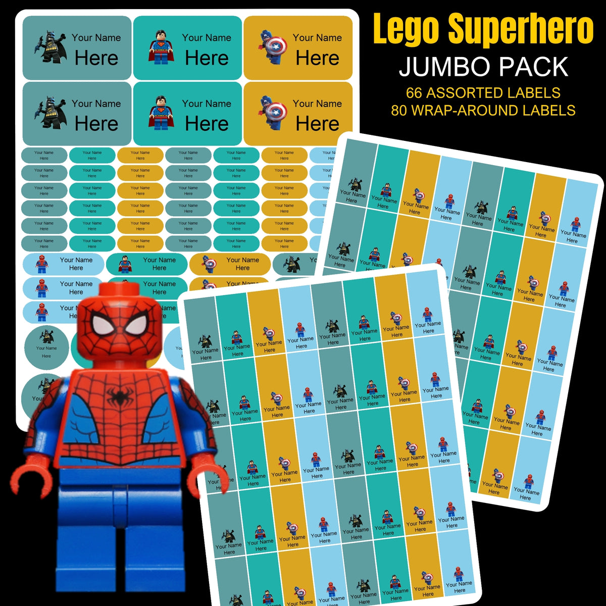 Lego Heroes Stationery Labels