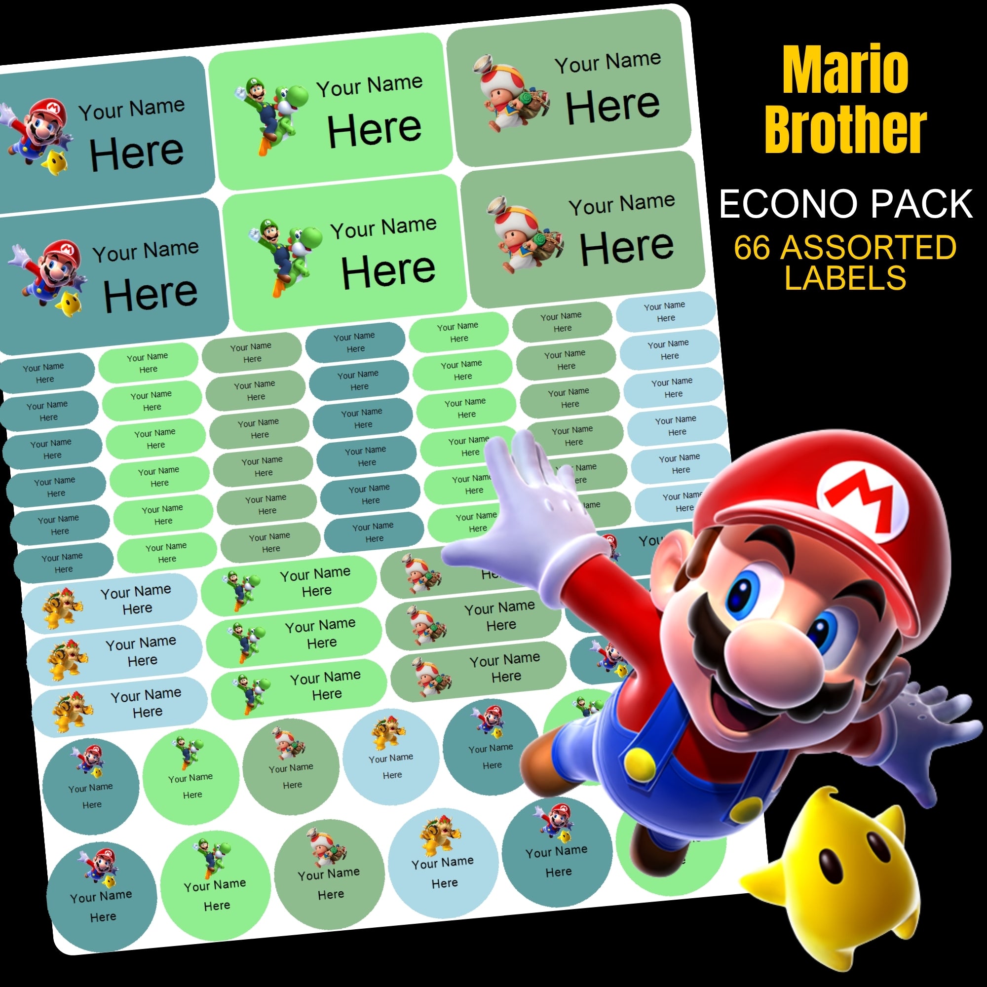 Super Mario Brothers Stationery Labels