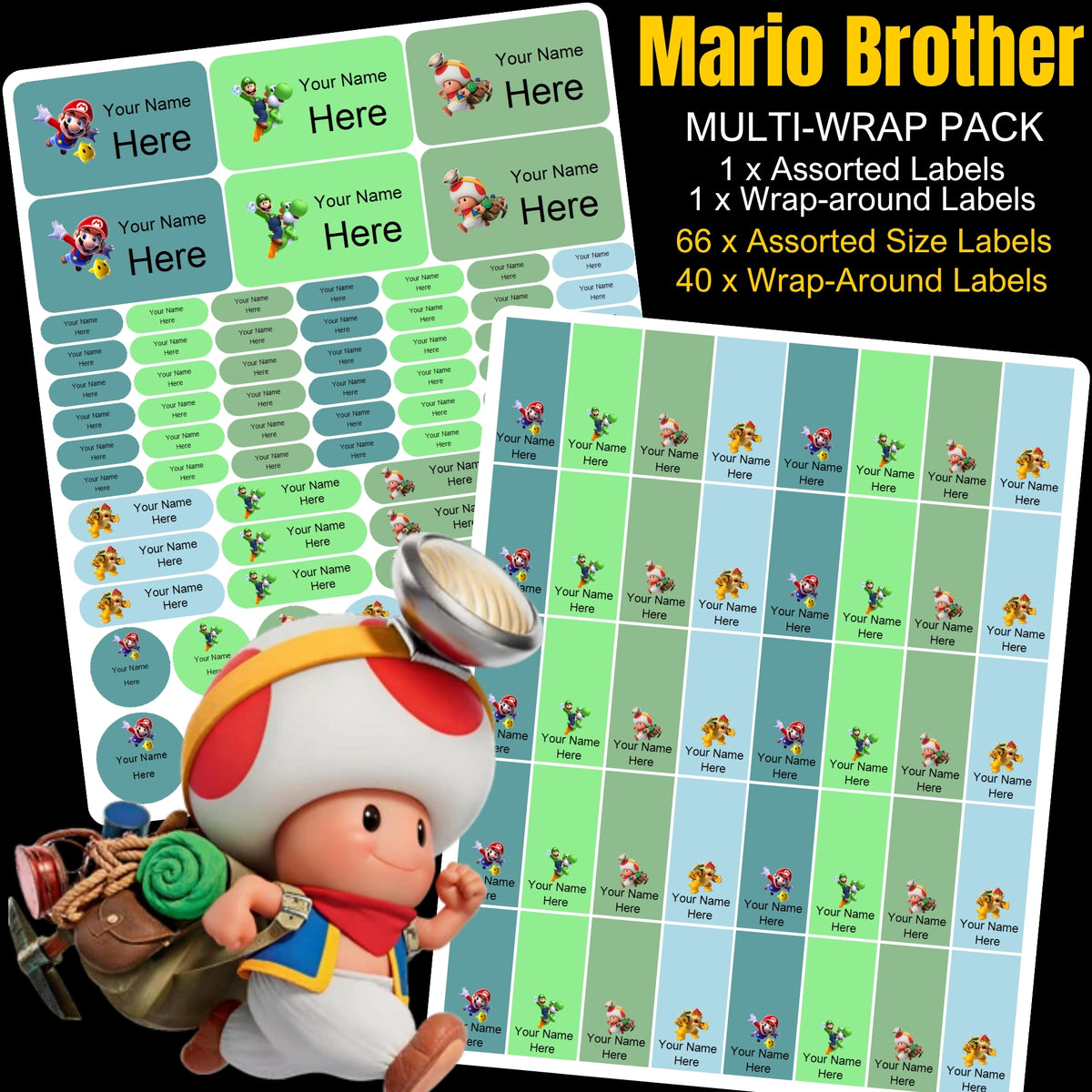 Super Mario Brothers Stationery Labels