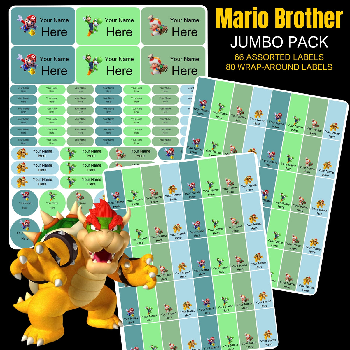 Super Mario Brothers Stationery Labels