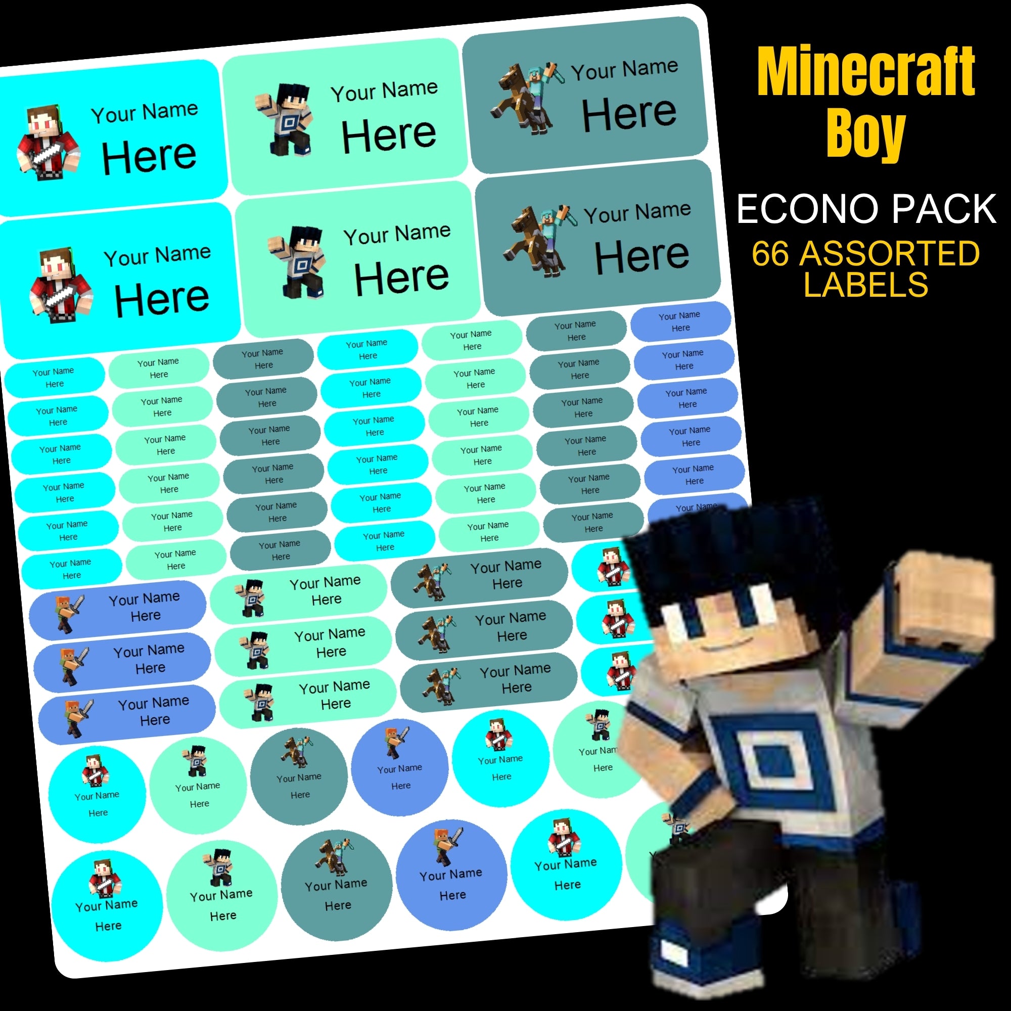 Minecraft Boy Stationery Labels