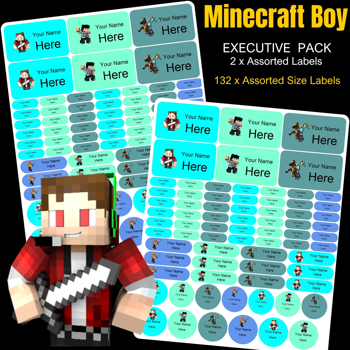 Minecraft Boy Stationery Labels