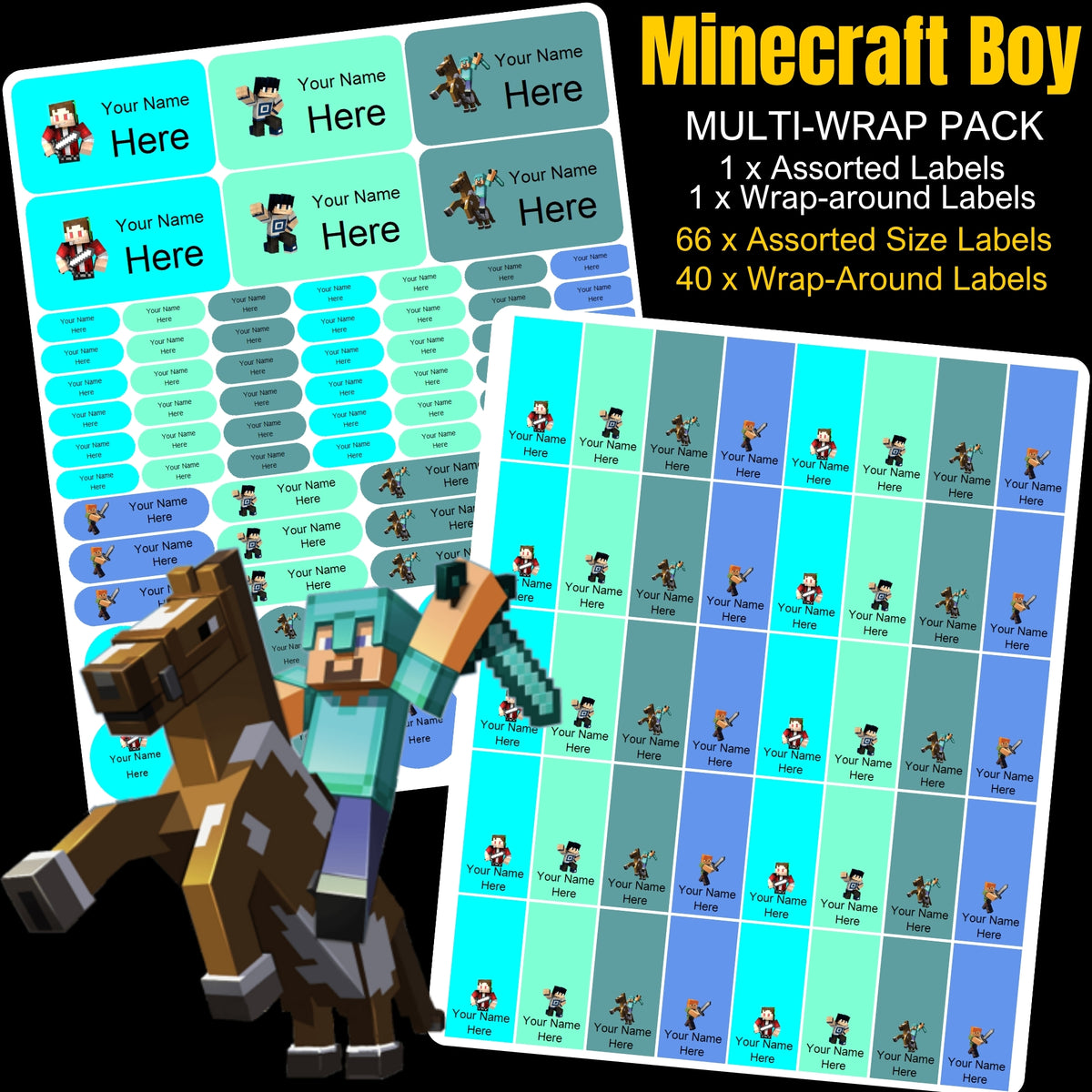Minecraft Boy Stationery Labels