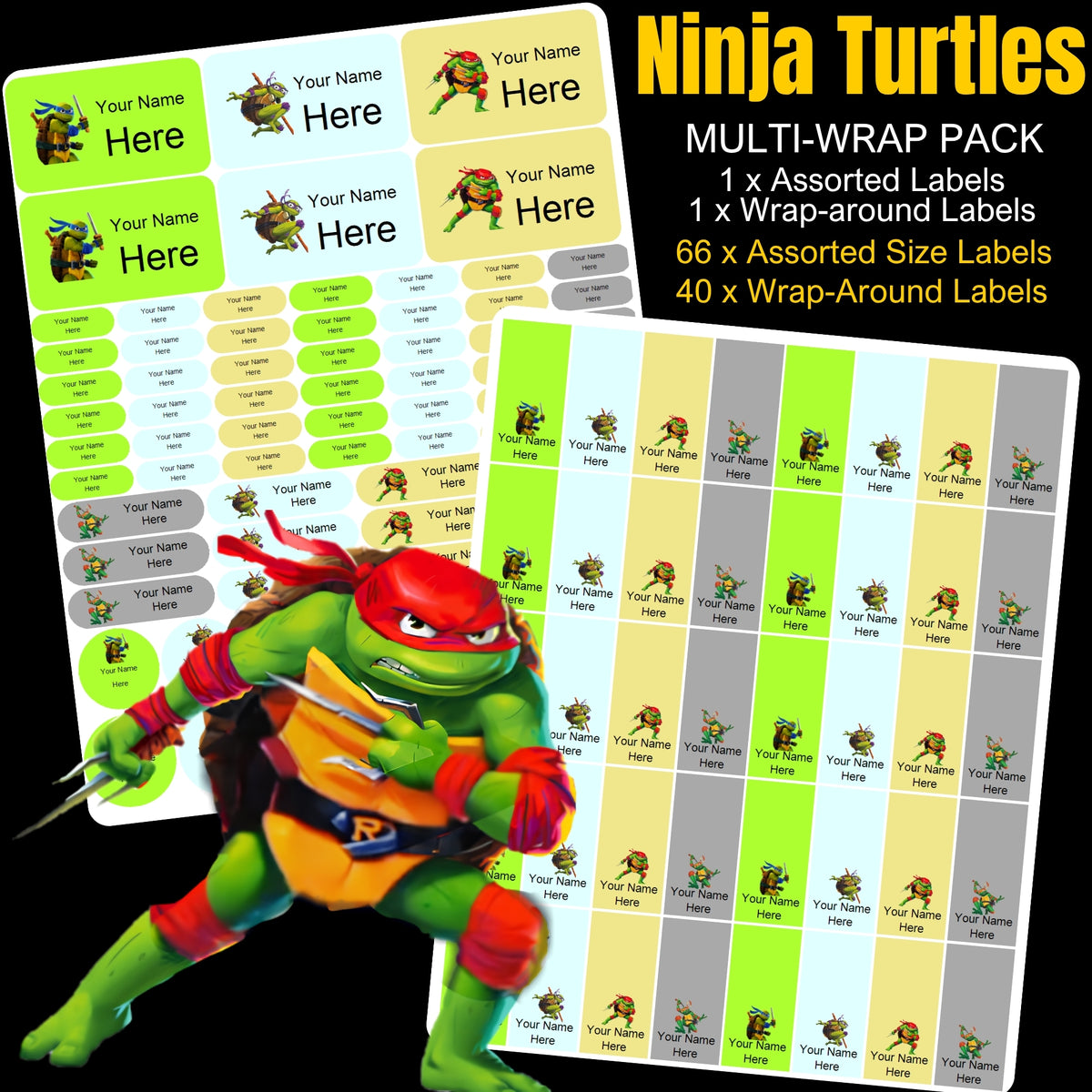 Ninja Turtles Stationery Labels