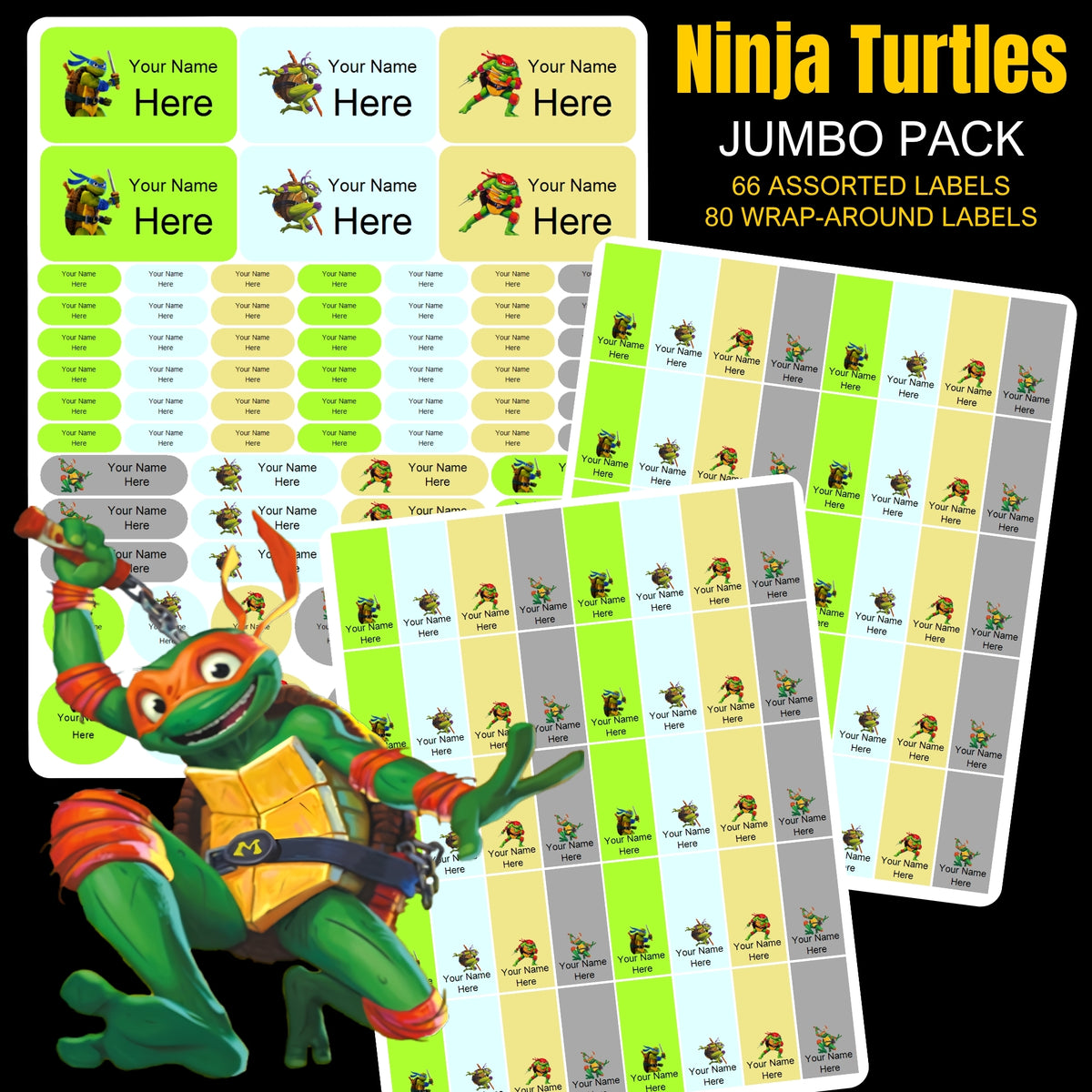 Ninja Turtles Stationery Labels