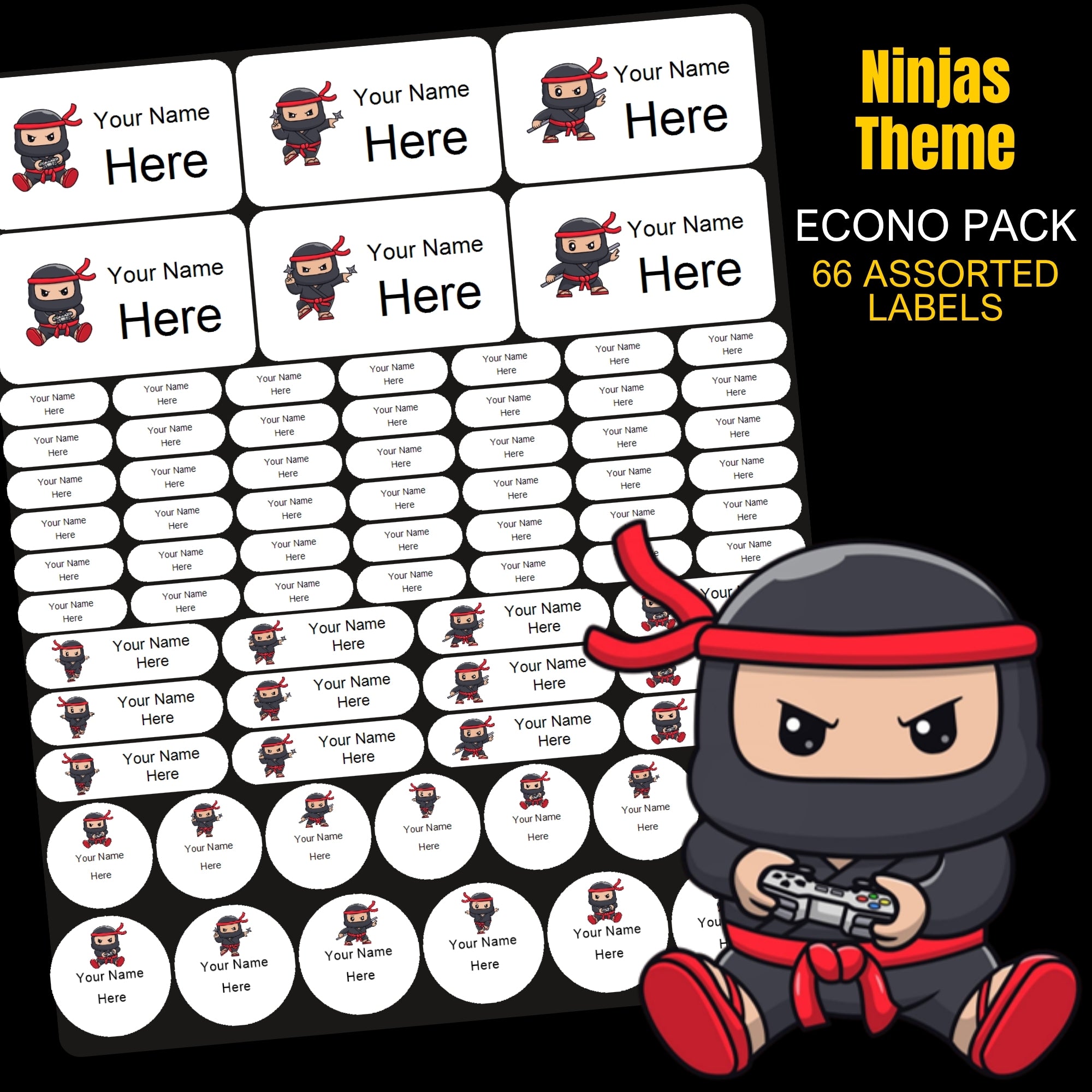 Ninjas Stationery Labels