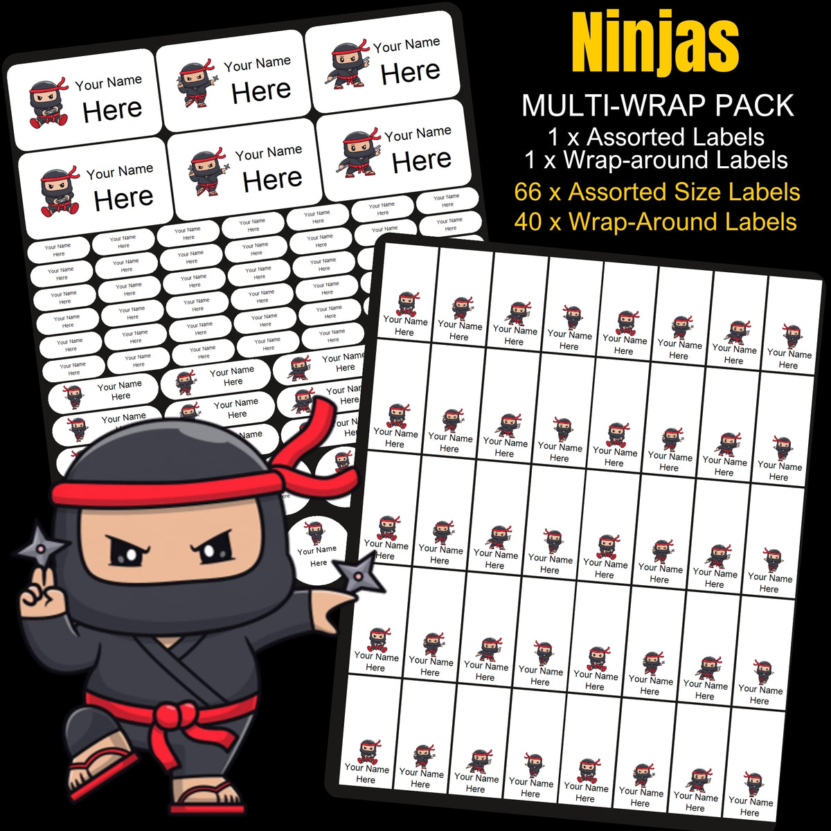 Ninjas Stationery Labels