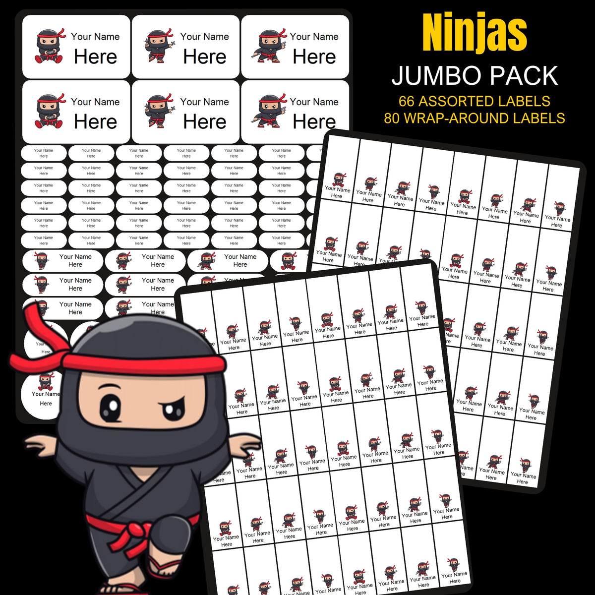 Ninjas Stationery Labels