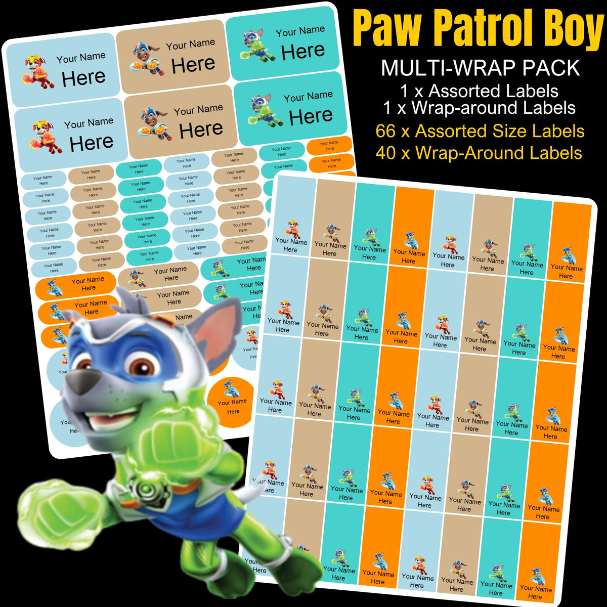 Paw Patrol Boy Stationery Labels