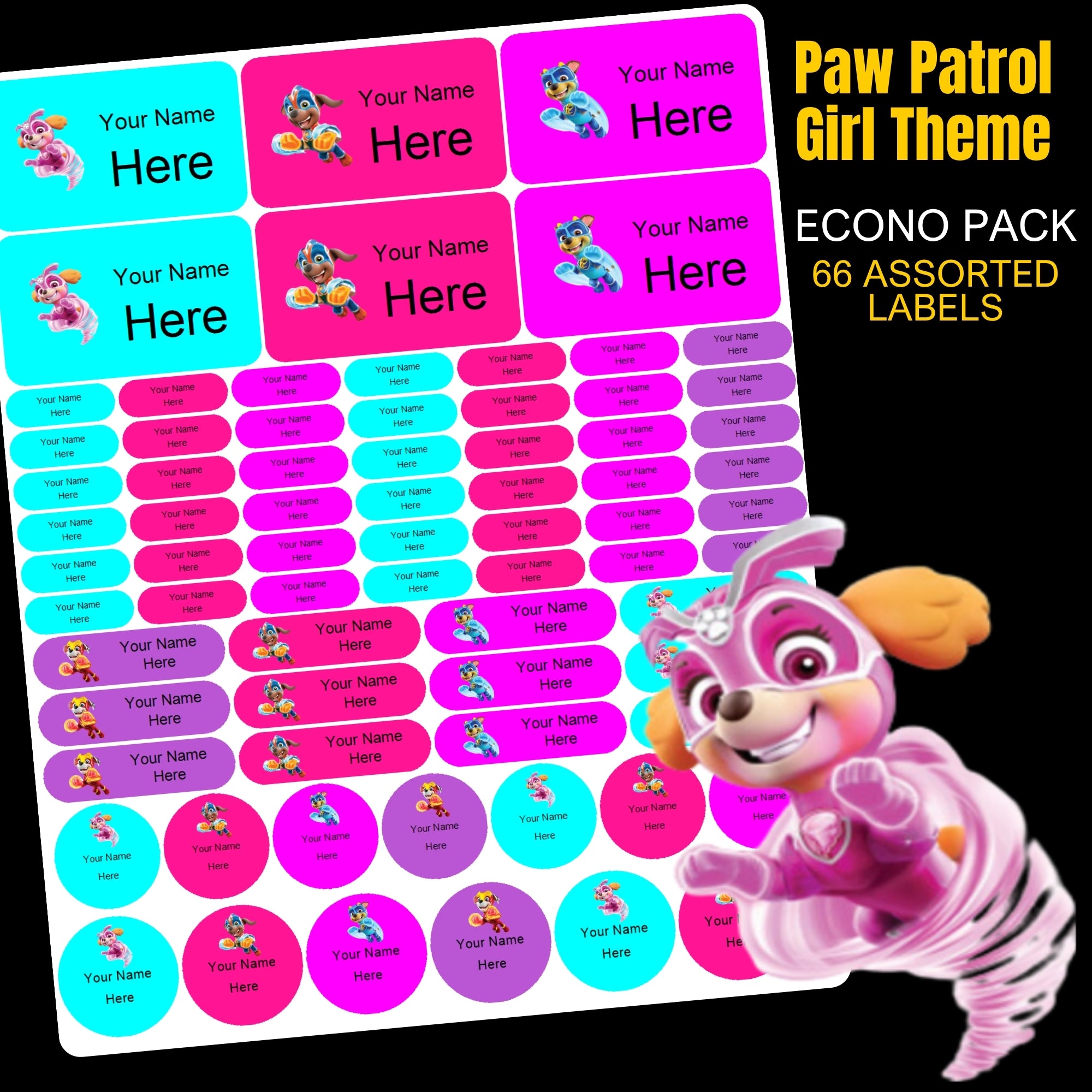 Paw Patrol Girl Stationery Labels